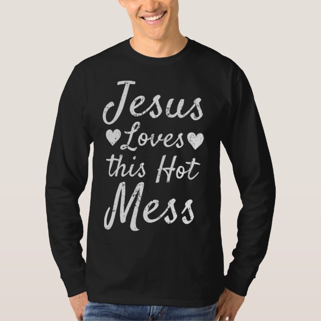 Camiseta Engraçado Presente Cristão para Mulheres Jesus ama (Frente)