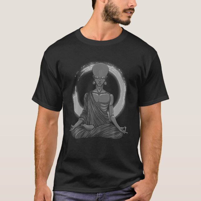 Camiseta Engraçado Presente De Alienígena Zen Para Homens M (Frente)