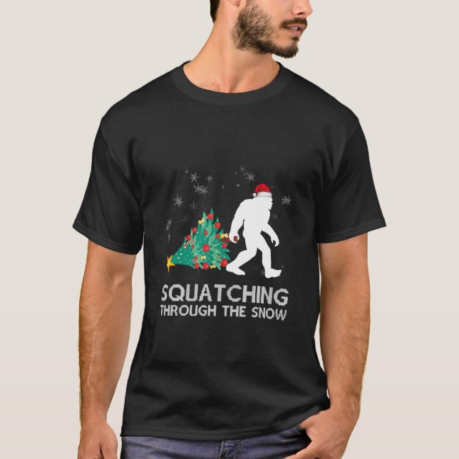 Camiseta Engraçado Presente de Natal Sasquatch, Pé Grande (Frente)