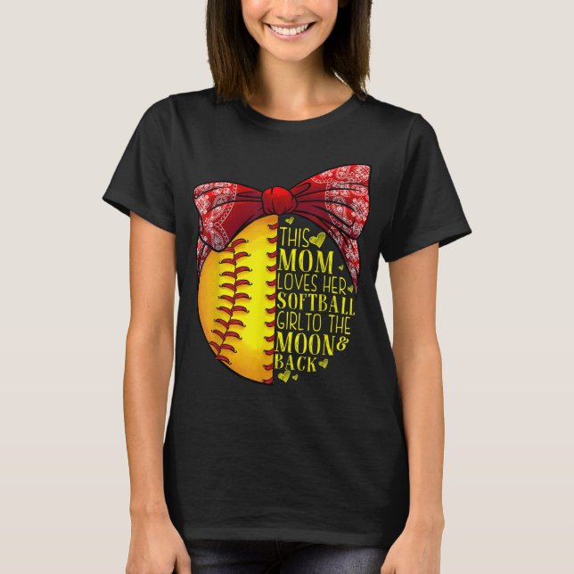 Camiseta Engraçado Presente de Softball Mamãe Mulheres Pren (Frente)