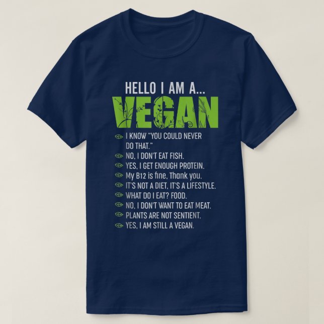 Camiseta Engraçado Presente Sarcástico Vegetariano, Olá, so (Frente do Design)
