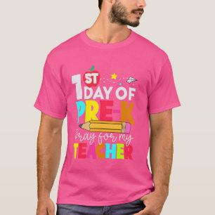 Camiseta Engraçado Primeiro Dia De Rezar Por Meu Professor 