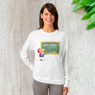 Camiseta Engraçado Professor de Cartoon Bem-vindo de volta