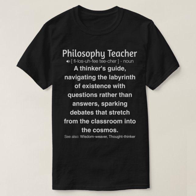 Camiseta Engraçado Professor de Filosofia (Frente do Design)