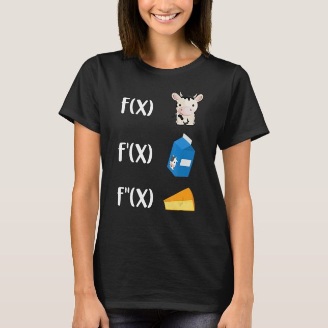 Camiseta Engraçado Professor de Matemática Arte Vaca Leite  (Frente)