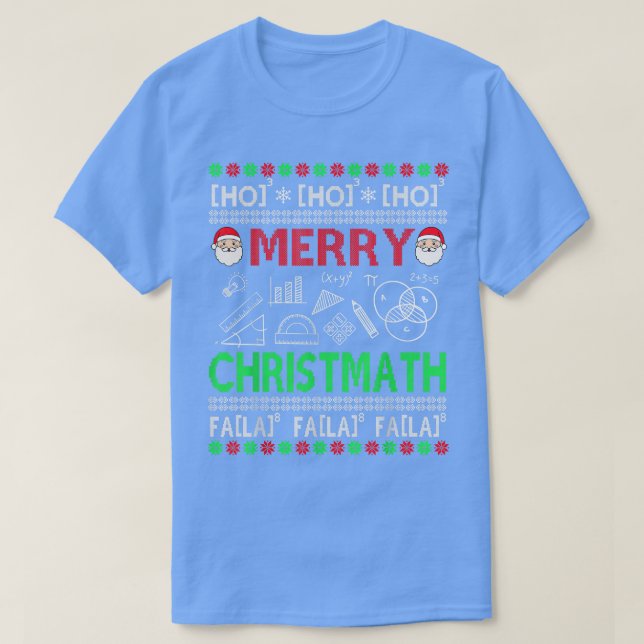 Camiseta Engraçado Professor de Matemática de Natal Feio (Frente do Design)