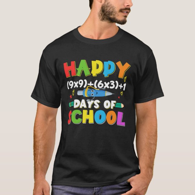 Camiseta Engraçado Professor de Matemática do 100º Dia de F (Frente)