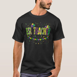 Camiseta Engraçado Professora da ESL Mardi Gras Família Cor