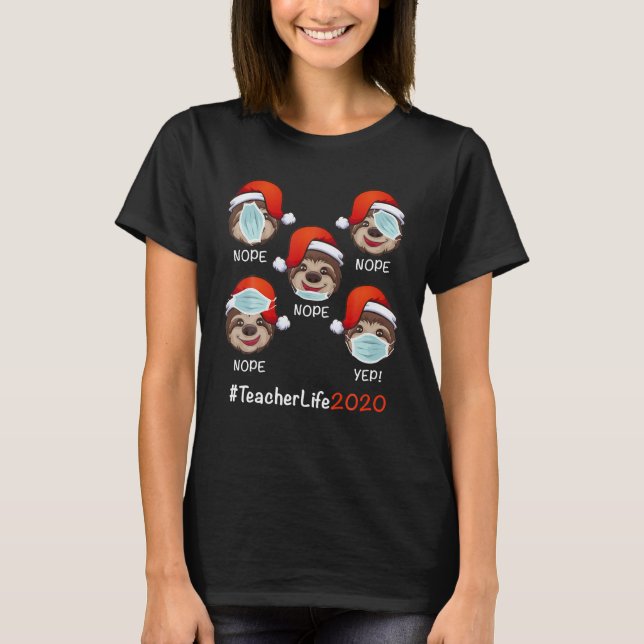 Camiseta Engraçado Professora de Natal Life 2020 Veste Lama (Frente)