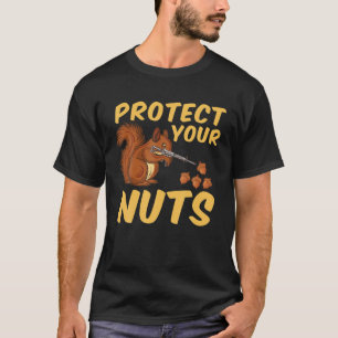 Camiseta Engraçado Proteja Os Seus Loucos Com Um Esquilo Le