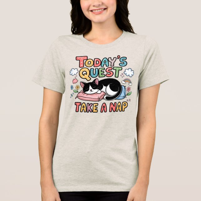 Camiseta 🐱 Engraçado Próxima Busca Tome um Cartoon Gato Na (Frente)