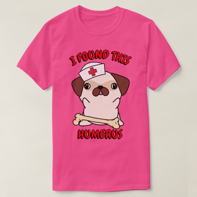Camiseta Engraçado Pug Diz Uma Piada Idiota (Frente do Design)