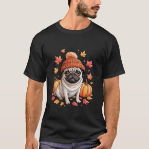 Camiseta Engraçado Pug Fall Scarf Autumn Deixa Cachorros
