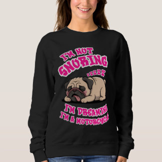 Camiseta Engraçado Pug Sroncando Motocicleta Biker Dog Gift