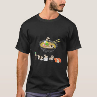 Camiseta Engraçado Pug Sushi Ramen Bowl Cute Japonês Kawaii
