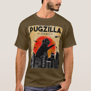Camiseta Engraçado Pug Tshirt Pugzilla Tshirt Engraçada