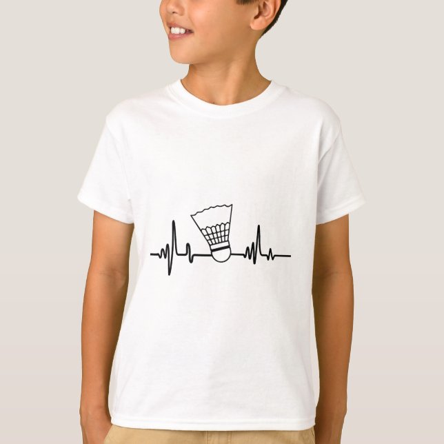 Camiseta Engraçado Pulsação de Badminton Shuttle Esporte (Frente)
