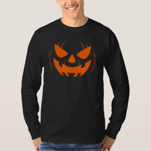 Camiseta Engraçado Pumkin Rosto Laranja Assustador Hallowee