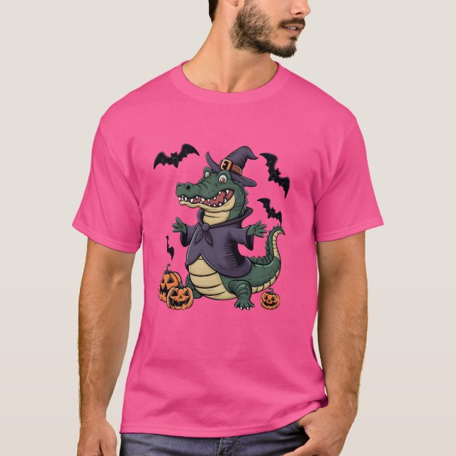Camiseta Engraçado Pumpkin Bat Witume Alligator Hallowee (Frente)