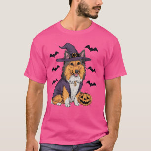Camiseta Engraçado Pumpkin Bat Witume Sheltie Dog Hallow