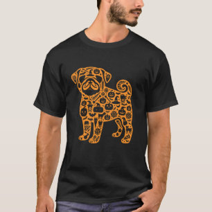 Camiseta Engraçado Pumpkin Pug Candy Dog Halloween Mulheres