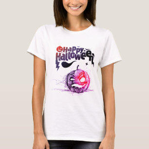 Camiseta Engraçado Pumpkin Rosto Feliz Halloween