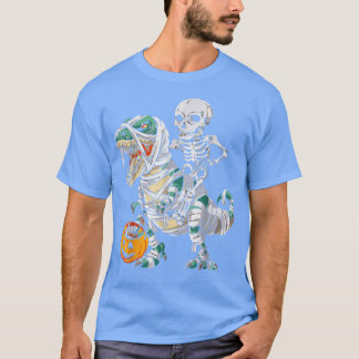 Camiseta Engraçado Pumpkin Skeleton Andando Mummy Dinossaur