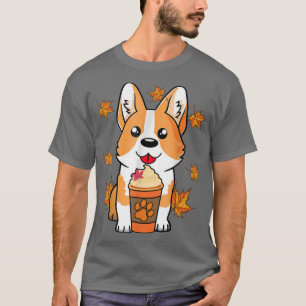 Camiseta Engraçado Pumpkin Spice Corgi Kawaii Puppy Maple F