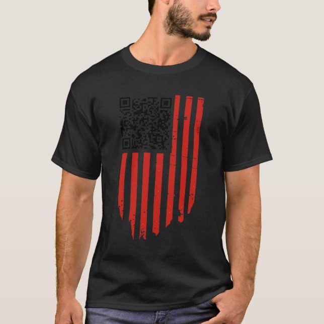 Camiseta Engraçado Qr Trump Dance Code Vermelho e Branco (Frente)