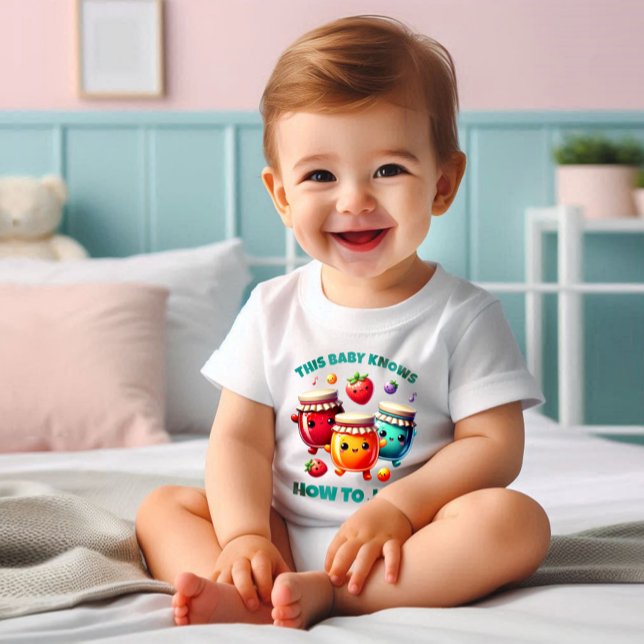 Camiseta Engraçado Que Este Bebê Saiba Como Emperrar! (Funny This Baby Knows How to Jam! Baby T-Shirt Cover Photo)