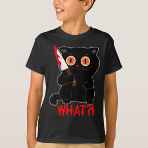 Camiseta Engraçado Que_ Gato Preto de Halloween Esfaqueia G