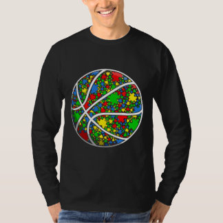 Camiseta Engraçado Quebra-cabeça de basquete Autismo Homens