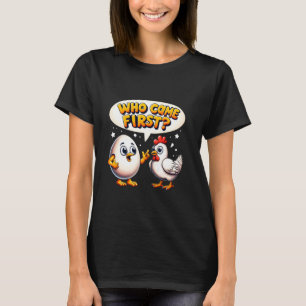 Camiseta Engraçado Quem Veio Primeiro Galinha ou Ovo Amante