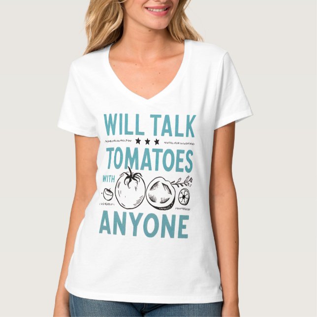 Camiseta Engraçado Quote De Tomate Cereja Falará Tomates (Frente)
