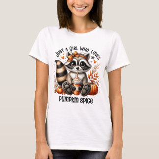 Camiseta Engraçado Raccoon Pumpkin Spice Queda