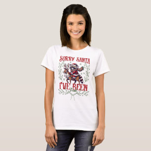 Camiseta Engraçado Raccoon Xmas Desculpe Papais noeis que f
