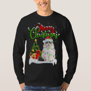 Camiseta Engraçado Ragdoll Cat Lover Xmas Lighting Ragdoll