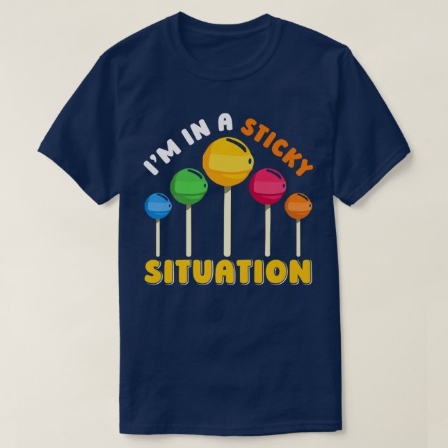Camiseta Engraçado Rainbow Candy Stick Lollipop730 (Frente do Design)