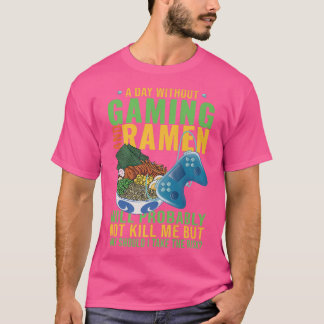 Camiseta Engraçado Ramen Gamer Jogando Ramen Bowl