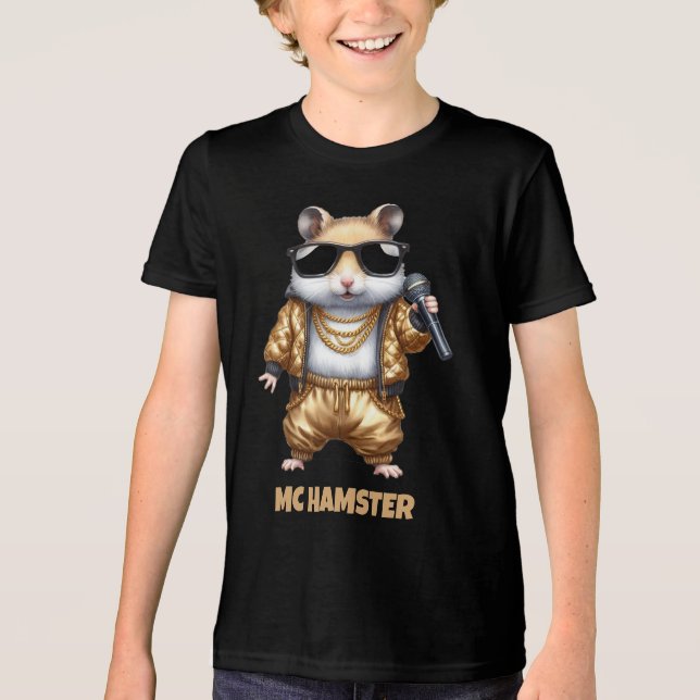 Camiseta Engraçado Rapper de Hamster MC com Calças de Baggy (Frente)