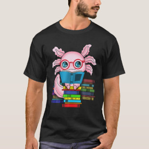 Camiseta Engraçado Readsolotl Axolotl Lendo livro de livros