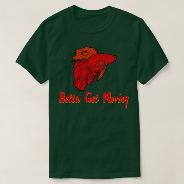 Camiseta Engraçado Red Betta Fish Combatendo Pescado (Frente do Design)