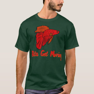 Camiseta Engraçado Red Betta Fish Combatendo Pescado