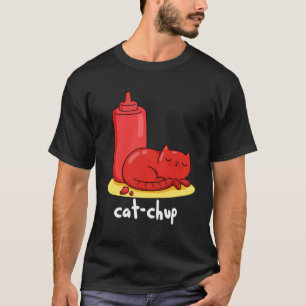 Camiseta Engraçado Red Cat Chup Piada Comida preguiçosa Sar