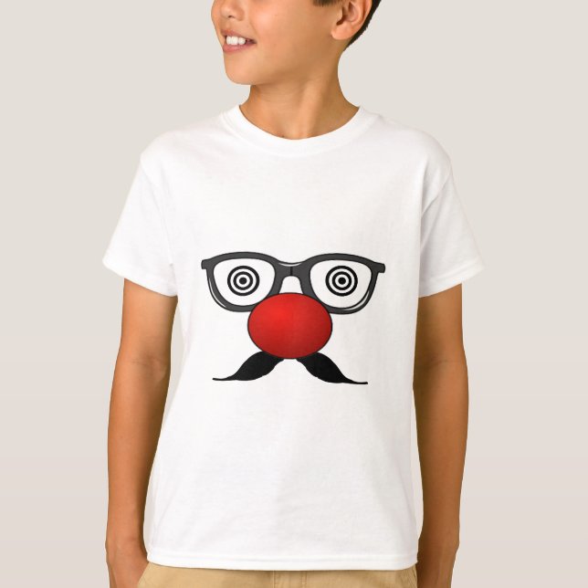 Camiseta Engraçado Red Nose Olhos estranhos bigode (Frente)