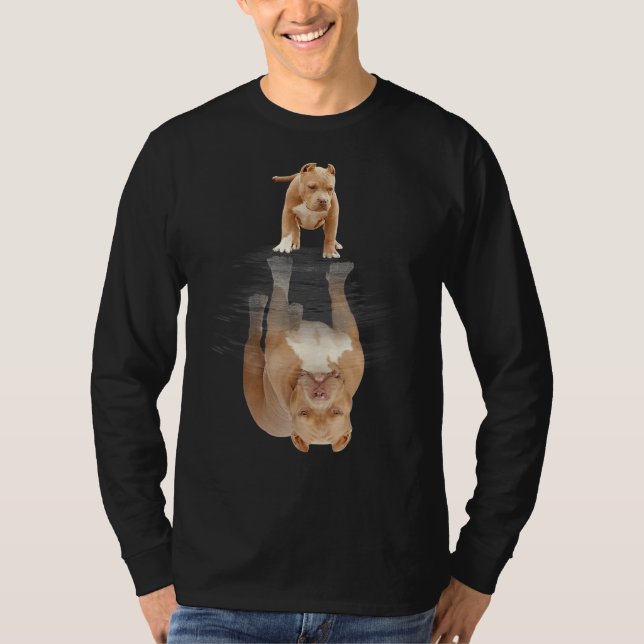 Camiseta Engraçado Reflexão Pitbull Cão Pitbull Cachorro Bo (Frente)