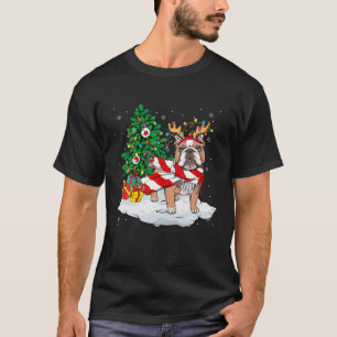 Camiseta Engraçado Reindeer Inglês Buldogue Cachorro Natal 