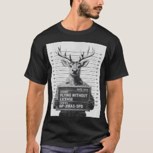 Camiseta Engraçado Reindeer Mugshot de Natal