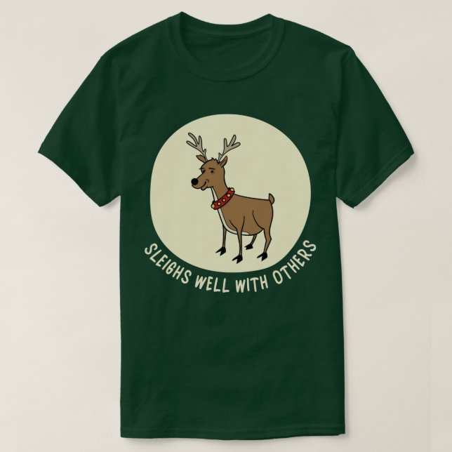 Camiseta Engraçado Reindeer Natal Pun Dorme Bem Com Oth (Frente do Design)