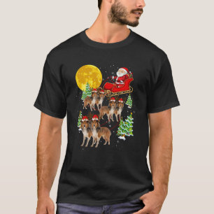 Camiseta Engraçado Reindeer Sheltie Cães Com Papais noeis S